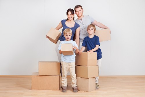 Household boxes and furniture prepared for a Watford relocation
