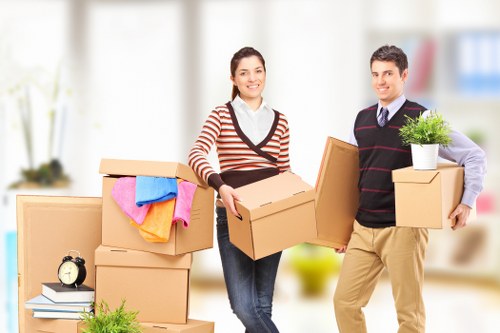 Customer moving stored items safely through a storage corridor