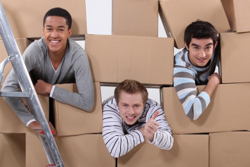 Boxes and furniture prepared for short-term storage in Watford