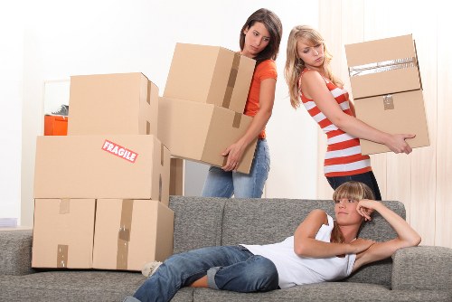 Packed boxes and household items ready for transport on moving day