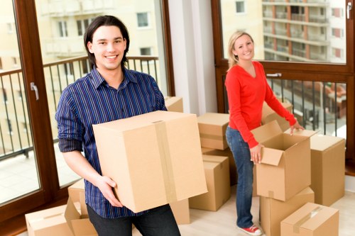 Packing materials and labelled boxes ready for a Watford relocation